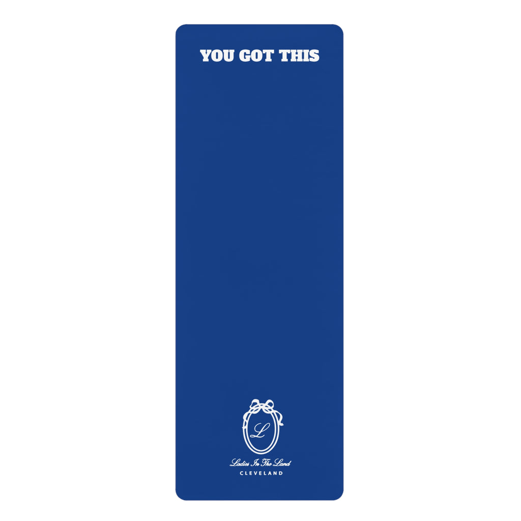 Blue Rubber Yoga Mat with Monogram Logo — Non-Slip Eco Fitness Mat