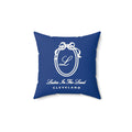 Ladies In The Land Cleveland Faux Suede Pillow — Monogram Blue Decorative Throw Pillow